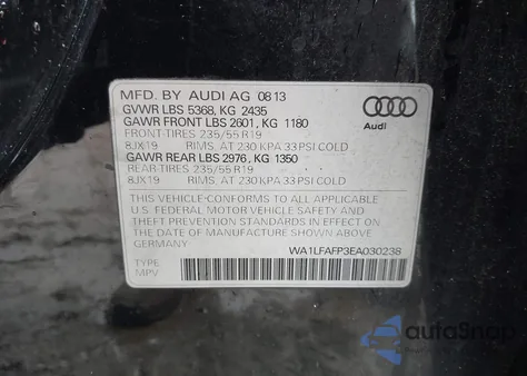 2014 Audi Q5 2.0T Premium from USA, damaged, VIN WA1LFAFP3EA030238